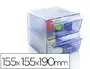 Imagen Archicubo archivo 2000 2 cajones organizador modular plastico azul transparente 155x155x190 mm 2