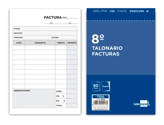 Imagen TALONARIO FACTURA 8 105X155OR Y CO