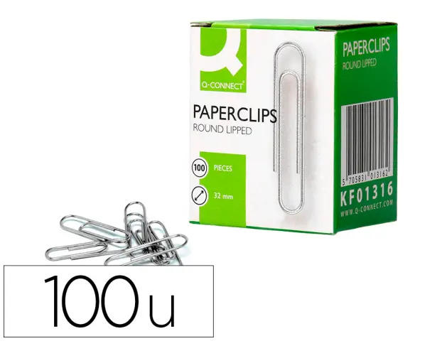 Imagen Clips niquelados q-connect n2 32mm caja de 100