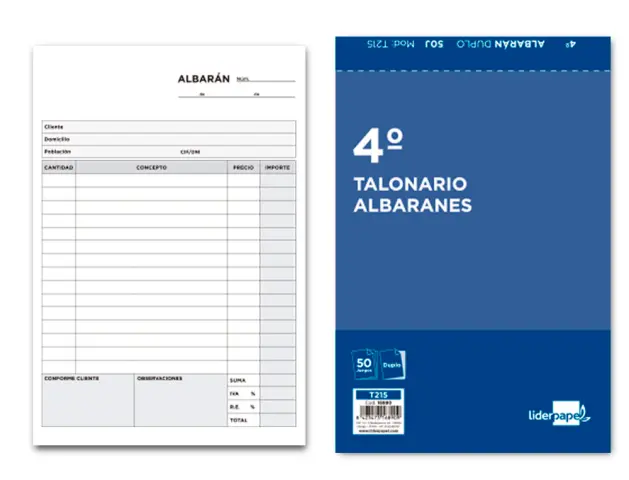 Imagen Talonario liderpapel albaran cuarto original y copia t215