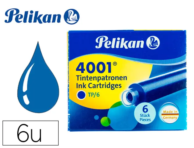 Imagen TINTA PARA PLUMA PELIKAN AZUL 6 UND