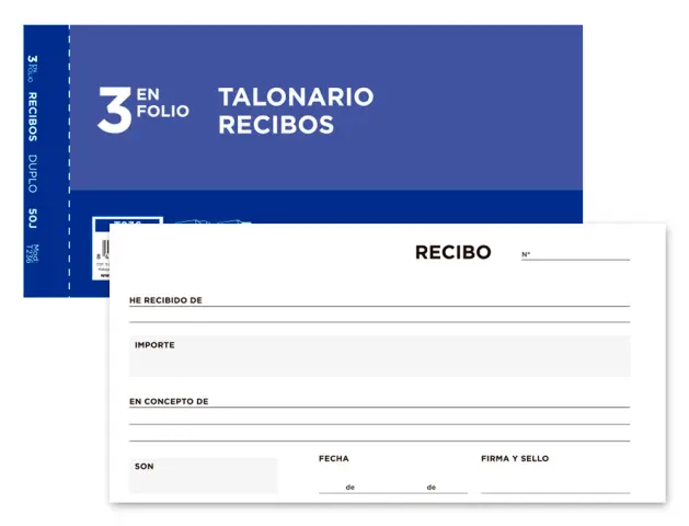 Imagen Talonario liderpapel recibos 3/f original y copia