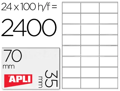 Imagen Etiqueta adhesiva apli 1272 tamao 70x35 mm fotocopiaodra laser ink-jet caja con 100 hojas din a4