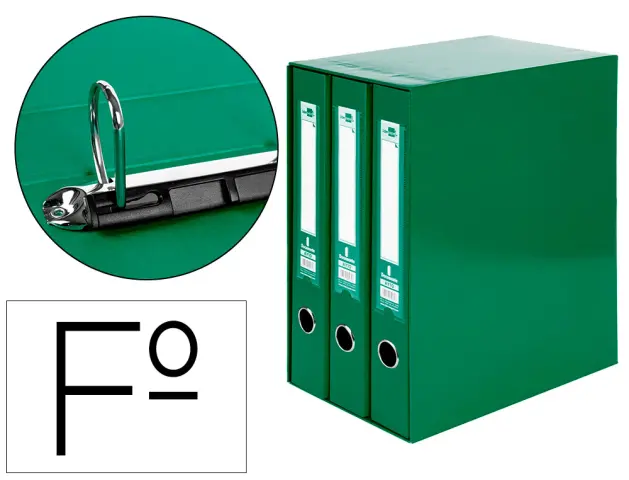 Imagen Modulo liderpapel 3 archivadores folio 2 anillas mixtas 40mm verde