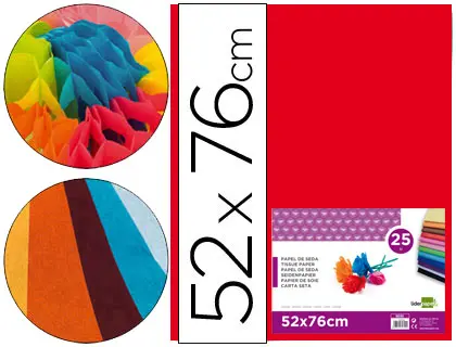 Imagen PAPEL SEDA ROJO P/ 25 HOJAS 52X76