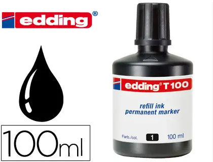 Imagen Tinta rotulador edding t-100 negro frasco de 100 ml