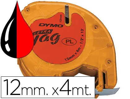 Imagen CINTA DYMO 12MM X4 M NEGRO-ROJO