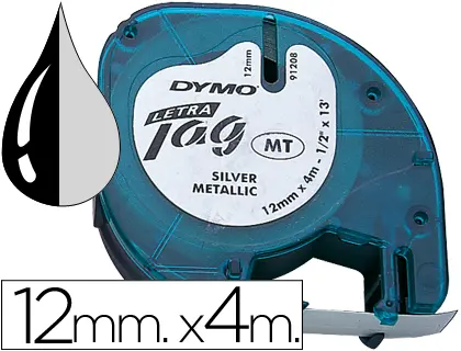 Imagen CINTA DYMO 12MMX4M NEGRO-PLATA META