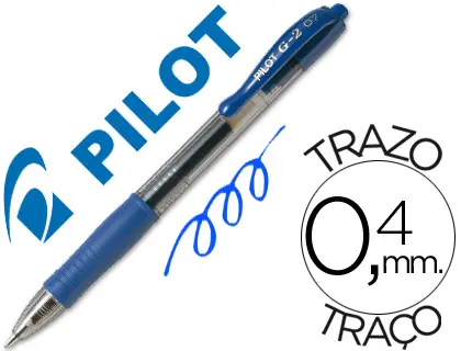Imagen Boligrafo pilot g-2 azul tinta gel retractil sujecion de caucho