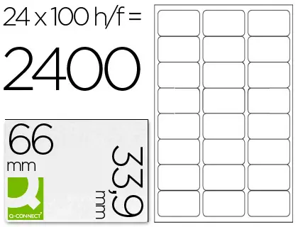 Imagen Etiqueta adhesiva q-connect kf10639 tamao 66x33,9 mm fotocopiadora laser ink-jet caja con 100 hojas din a4