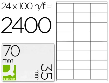 Imagen Etiqueta adhesiva q-connect kf10645 -tamao 70x35 mm fotocopiadora laser ink-jet caja con 100 hojas din a4.