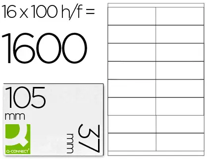 Imagen Etiqueta adhesiva 105x37 mm fotocopiadora laser, ink-jet caja con  100 hojas din a4