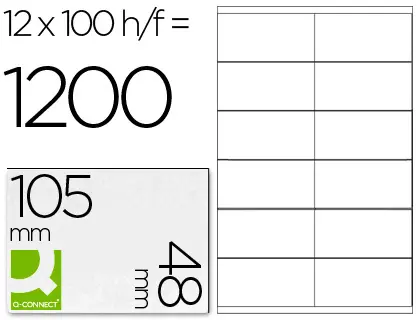 Imagen Etiqueta adhesiva q-connect kf10657 tamao 105x48 mm fotocopiadora laser ink-jet caja con 100 hojas din a4
