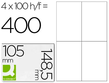 Imagen Etiqueta adhesiva q-connect kf10660 tamao 105x148,5 mm fotocopiadora laser ink-jet caja con 100 hojas din a4
