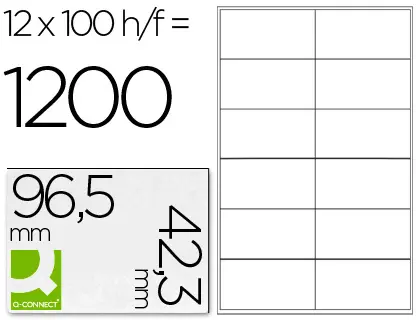 Imagen Etiqueta adhesiva 96,5x42,3 mm fotocopiadora laser ink-jet caja con 100 hojas din a4