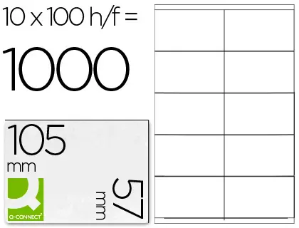 Imagen Etiqueta adhesiva tamao 105x57 mm fotocopiadora laser ink-jet caja con 100 hojas din a4