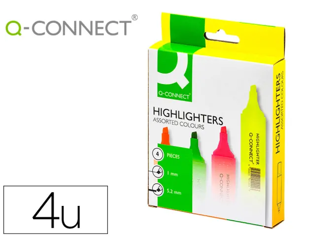 Imagen Rotulador q-connect fluorescente surtido -bolsa de 4 rotuladores.