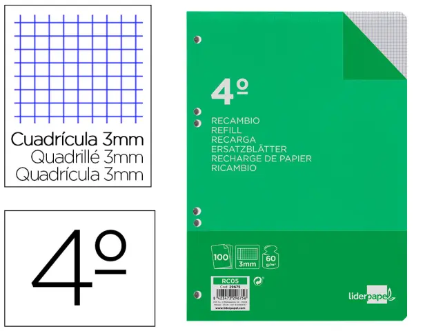 Imagen RECAMBIO LIDERPAPEL 4 100H 3MM