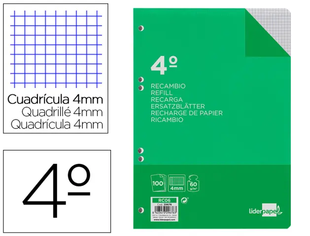 Imagen RECAMBIO LIDERPAPEL 4 100H 4MM