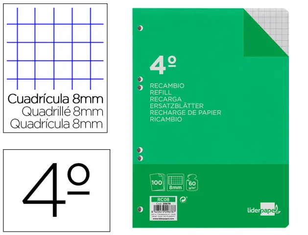 Imagen RECAMBIO LIDERPAPEL 4 100H 8MM