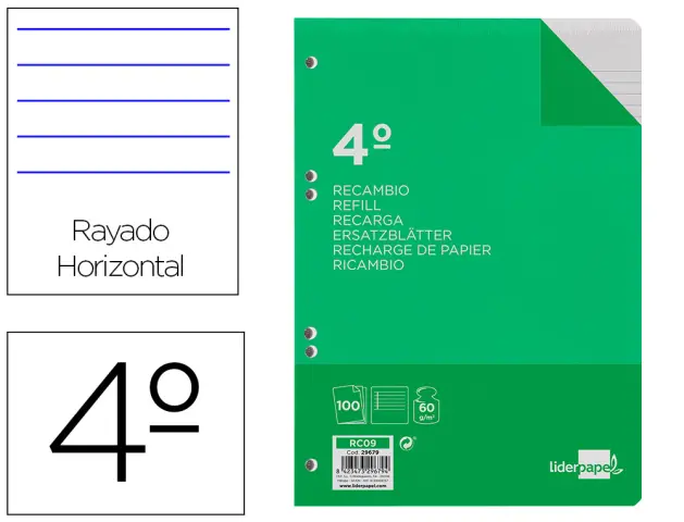 Imagen RECAMBIO LIDERPAPEL 4 100H 1 RAYA