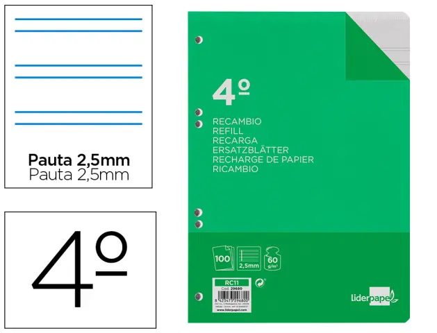 Imagen RECAMBIO LIDERPAPEL 4 100H 2 RAYAS