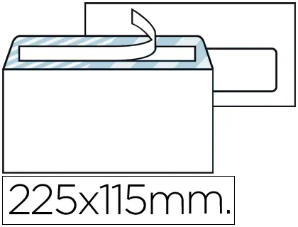 Imagen Sobre n.4 blanco americano ventana derecha 115x225mm tira de silicona caja de 500 unidad