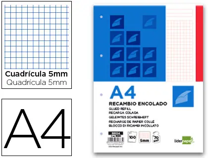 Imagen BLOC RECAMBIO A4 100HOJAS 70G ROJO