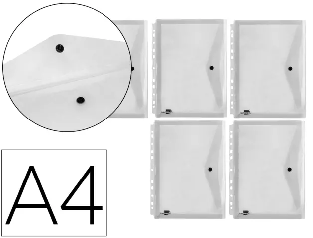 Imagen Carpeta dossier broche  polipropileno din a4 pack de 5 incolora transparente multitaladro