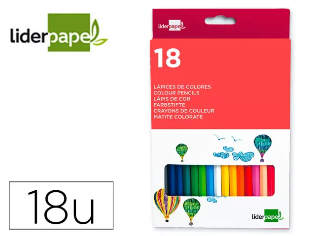 Imagen LAPICES COLORES C/ 18 LIDERPAPEL