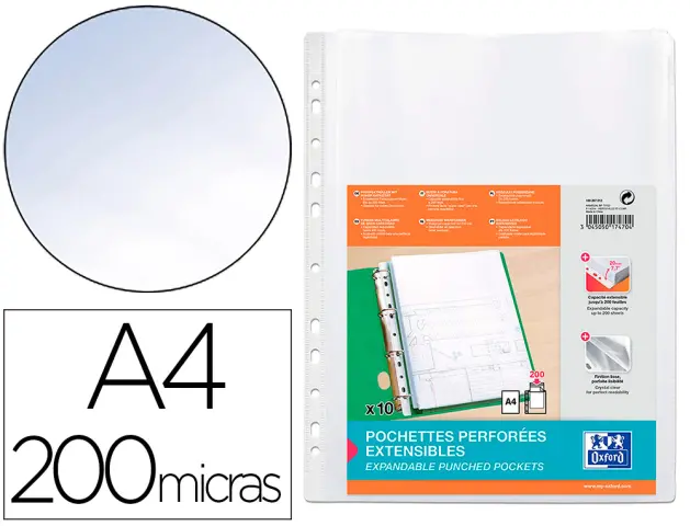 Imagen FUNDAS MULTITALADRO FUELLE A4 CRISTAL C/10UND