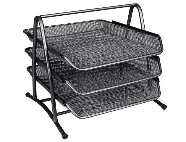 Imagen Bandeja sobremesa metalica  rejilla negra 3 bandejas movibles 350x278x275 mm