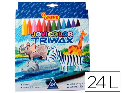 Imagen Lapices cera jovicolor triangular triwax 24 colores.