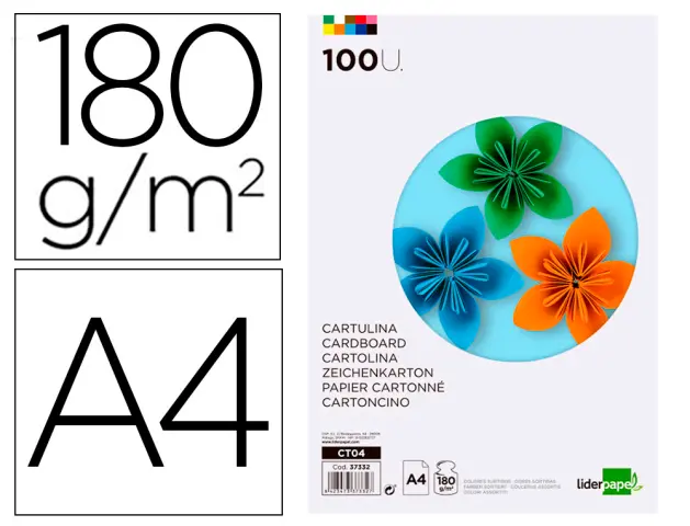 Imagen CARTULINA DIN A4 180 GR 10 COLORES