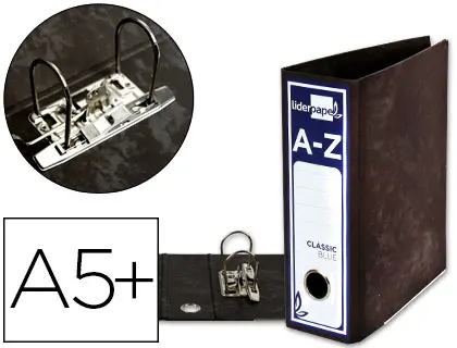Imagen Archivador de palanca liderpapel cuarto classic blue sin rado lomo 80mm negro compresor metalico