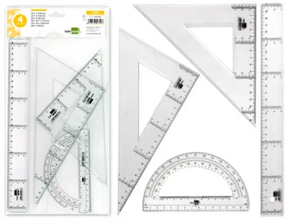 Imagen Juego escuadra y cartabon 25cm regla 30cm y semicirculo 15cm liderpapel en petaca incolora