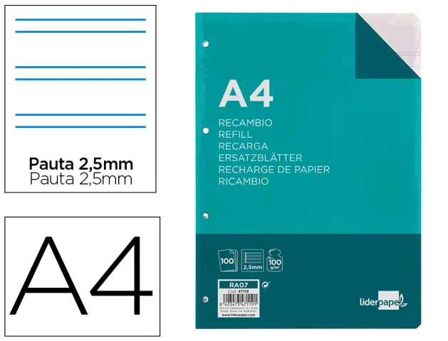 Imagen RECAMBIO A-4 PAUTA 5 100H Y 100g