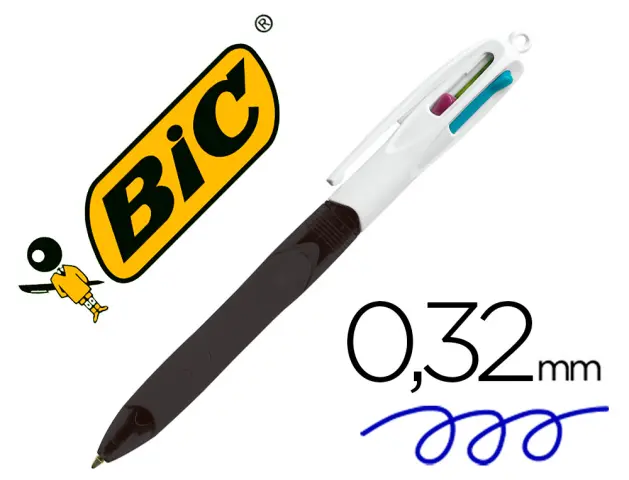 Imagen BOLIGRAFO BIC 4 COLORES GRIP NEGRO