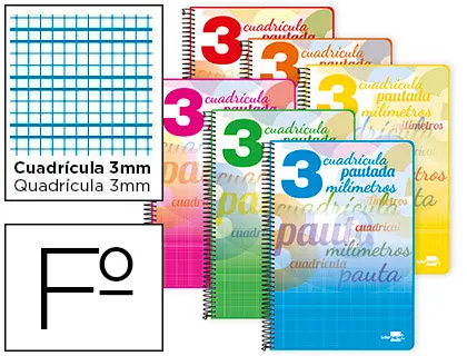 Imagen Cuaderno espiral liderpapel folio pautaguia tapa blanda 80h 75 gr cuadro pautado 3mm con margen