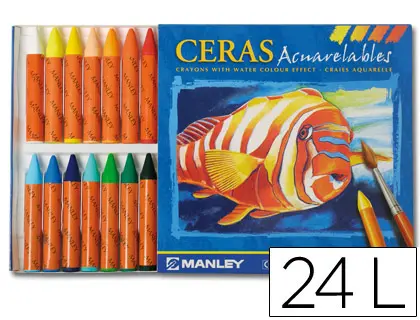 Imagen LAPICES DE CERA MANLEY ACUARELABLES 24 COLORES