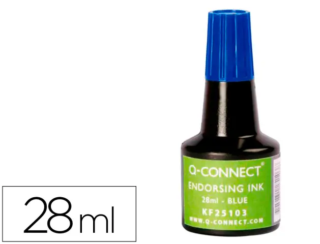 Imagen Tinta tampon q-connect azul frasco de 28 ml