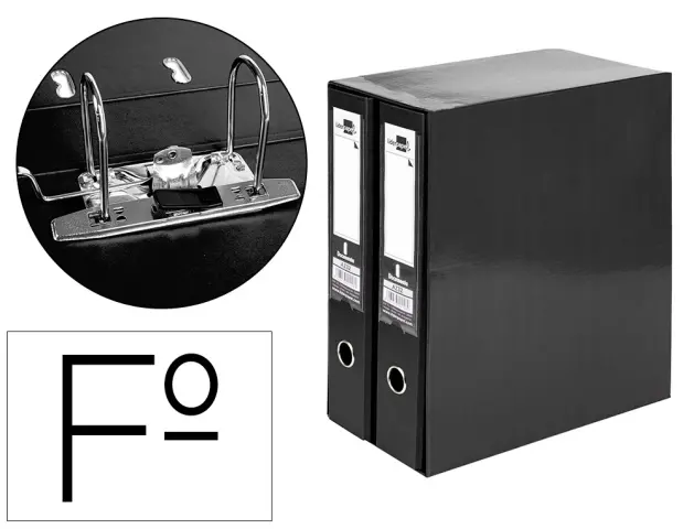 Imagen Modulo 2 archivadores folio 2 anillas de palanc 75mm negro