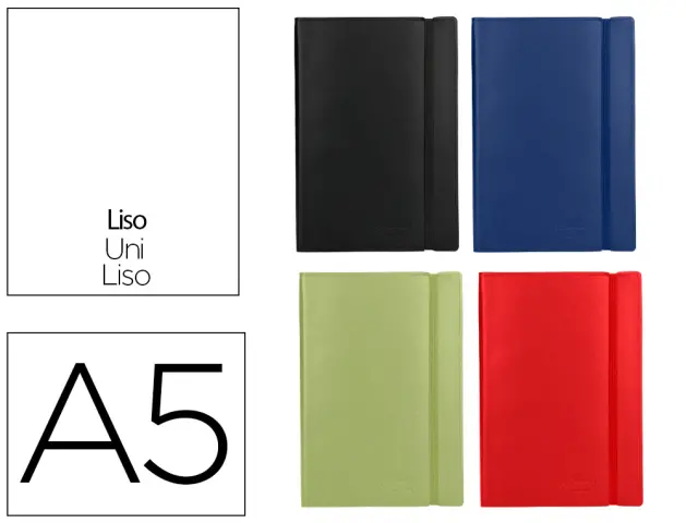 Imagen Libreta liderpapel simil piel a5 120 hojas 70g/m2 liso colores surtidos