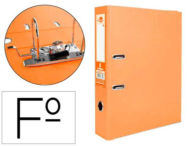 Imagen Archivador de palanca liderpapel folio forrado pvc lomo 75mm naranja