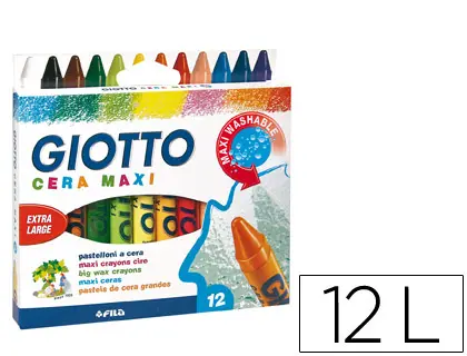 Imagen Lapices cera giotto maxi caja de 12 colores.