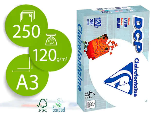 Imagen PAPEL CLAIREFONTAINE A3 120 GRS 250 HOJAS