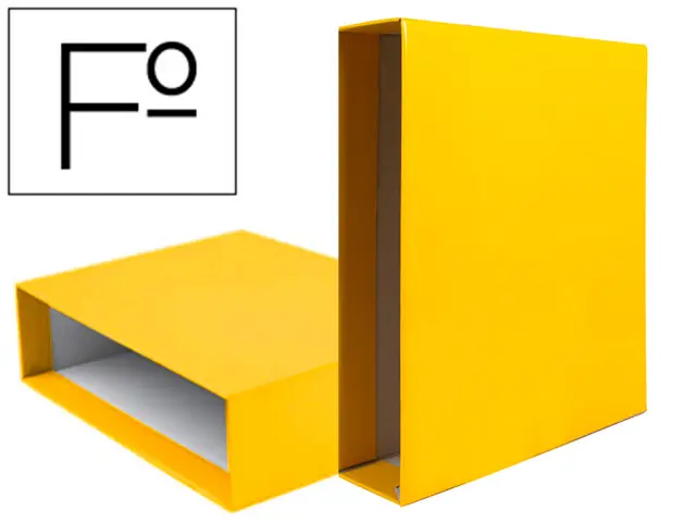 Imagen Caja archivador liderpapel de palanca carton folio documenta lomo 82mm color amarillo.