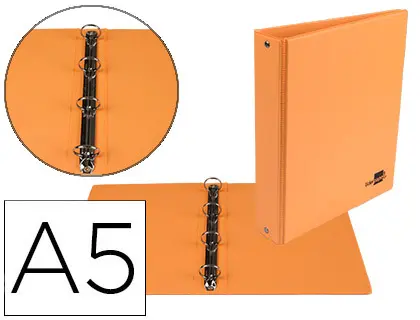 Imagen CARPETA DE 4 ANILLAS 25 MM REDONDAS NARANJA A5