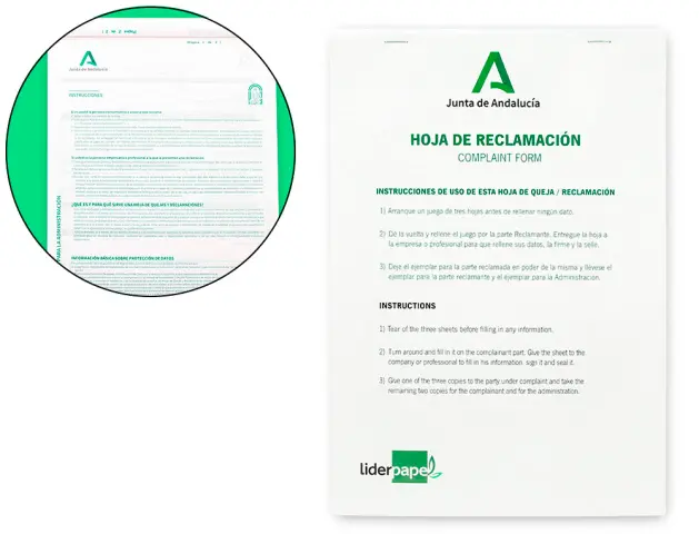 Imagen Libro  hojas de reclamaciones junta de andalucia din a4 25 juegos original + 2 copias