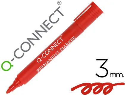 Imagen Rotulador q-connect marcador permanente rojo punta redonda 3.0 mm
